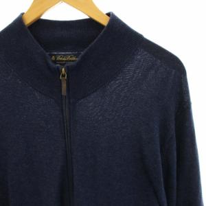 Brooks Brothers ニットカーディガン ジャケット ジップアップ 長袖 薄手 L 紺 ネイビー