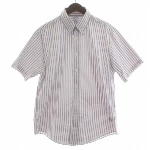リージェント REGENT ボタンダウンシャツ カジュアルシャツ ストライプ 半袖 L ライトピンク グレー