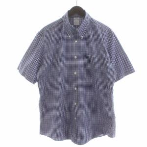 リージェントフィット REGENT FIT ボタンダウンシャツ カジュアルシャツ ギンガムチェック 半袖 L 青 ブルー ピンク