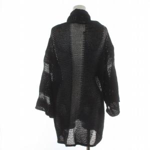 ISSEY MIYAKE カーディガン ニット ショールカラー メッシュ 七分袖 2 M 黒 ブラック