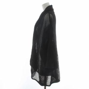 ISSEY MIYAKE カーディガン ニット ショールカラー メッシュ 七分袖 2 M 黒 ブラック