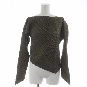 80'S 筆タグ ヴィンテージ カットソー 変形 プリーツ カーキ