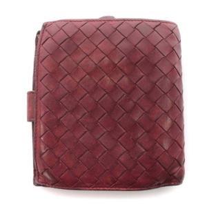 BOTTEGA VENETA 財布 二つ折り イントレチャート レザー コンパクトウォレット サイフ ボルドー