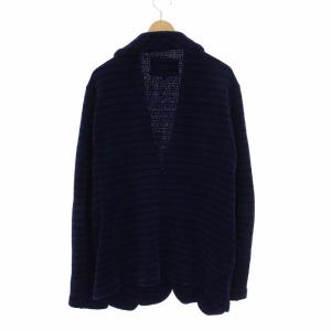 1PIU1UGUALE3 SHAWL KNIT JACKET ショールカラーニットカーディガン 長袖 ボーダー 3 S 紺 ネイビー MRB359
