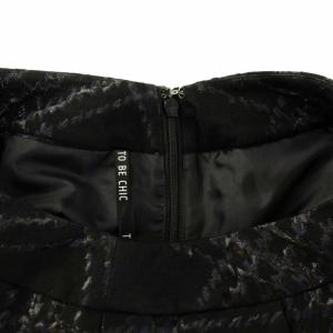 TO BE CHIC スカート ロング ミモレ フレア チェック柄 ウール混 38 M 黒 ブラック 紺 ネイビー