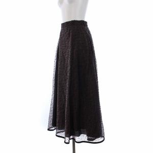 TOCCA ロングフレアスカート 総柄 2 M 茶 黒 ブラウン ブラック