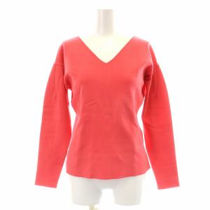 23SS レーヨンポリエステルフロンタブルプルオーバー ニット カットソー 長袖 Vネック 38 M ピンク 10231816710