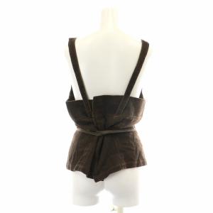 ISSEY MIYAKE セットアップ 上下 カットソー ノースリーブ リボンベルト パンツ スラックス ジップフライ L 茶 ブラウン