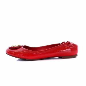 TORY BURCH バレエシューズ パンプス フラット エナメル ゴールド金具 7M 24cm 赤 レッド