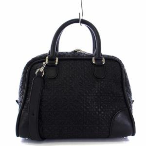 LOEWE アマソナ75 スモール リピートアナグラム 2WAY ハンドバッグ ショルダー レザー ブラック