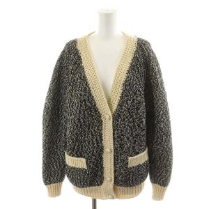 カーディガン ローゲージ ウール 2 M 白 ホワイト 黒 ブラック