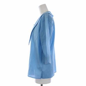 MARGARET HOWELL 18SS ブラウス シャツ 五分袖 ビッグカラー 2 M 青 ブルー