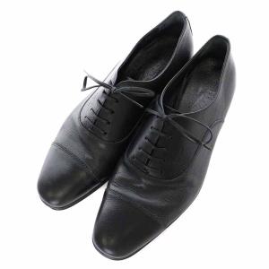 レースアップシューズ レザー ストレートチップ ローヒール 6.5 24.5cm 黒 ブラック