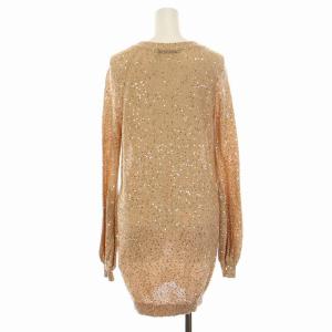 STELLA McCARTNEY ニット ワンピース ミニ チュニック Vネック スパンコール 長袖 38 M ベージュ