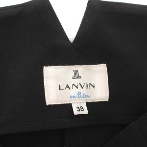LANVIN en Bleu ハイウエスト ワイド テーパード パンツ タック ベルト付 38 M 黒 ブラック