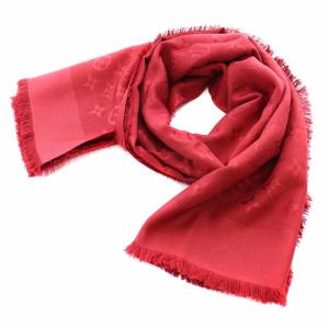 M76635 ショールモノグラム ストール シルク ウール混 ジャカード織り レッド