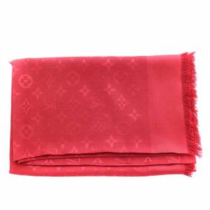LOUIS VUITTON M76635 ショールモノグラム ストール シルク ウール混 ジャカード織り レッド