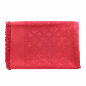 LOUIS VUITTON M76635 ショールモノグラム ストール シルク ウール混 ジャカード織り レッド