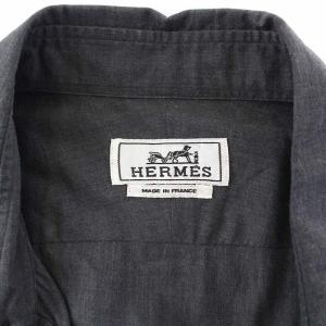 HERMES ボタンダウンシャツ 長袖 セリエボタン 40 L グレー
