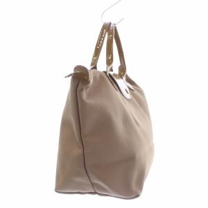 Longchamp ルプリアージュ DEPOSE トートバッグ ハンドバッグ ナイロン エナメル ベージュ