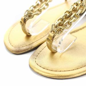 TORY BURCH トングサンダル フラット ストラップ チェーン 23cm ゴールド