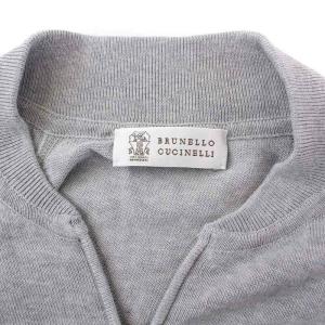 BRUNELLO CUCINELLI ニットカーディガン 長袖 ジップアップ コットン M グレー