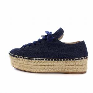 レースアップシューズ エスパドリーユ 24cm ネイビー