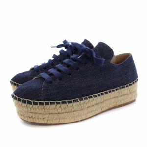 PRADA レースアップシューズ エスパドリーユ 24cm ネイビー
