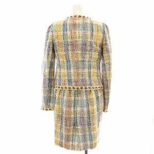 Lois CRAYON セットアップ 上下 ノーカラージャケット ツイード レース ワンピース ひざ丈 ノースリーブ M マルチカラー