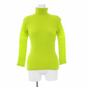 PLEATS (T.) プリーツ カットソー 七分袖 ハイネック 3 L 緑 グリーン