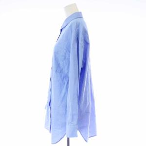 22AW バックタックコットンシャツ ブラウス 長袖 青 ブルー 22
