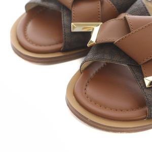 MICHAEL Michael Kors ADDISON フラットサンダル ミュール リボン ロゴ 6 23cm 茶色 ブラウン ダークブラウン