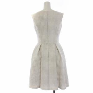 René ワンピース ひざ丈 ノースリーブ 総柄 シルク ナイロン 34 XS 白 ホワイト