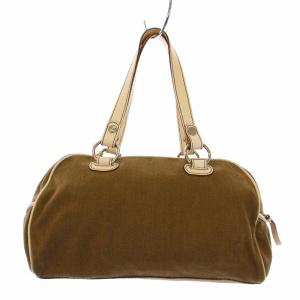 CELINE ハンドバッグ ボストンバッグ タッセル トリオンフ キャンバス レザー 茶 白 ブラウン ホワイト