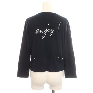 agnes b. カーディガン スナップボタン バックプリント コットン 長袖 2 M ネイビー 紺