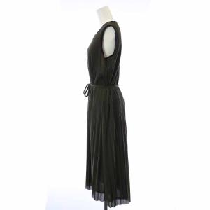 Leilian ワンピース クルーネック ロング ノースリーブ リボン 大きいサイズ 13 XL カーキ