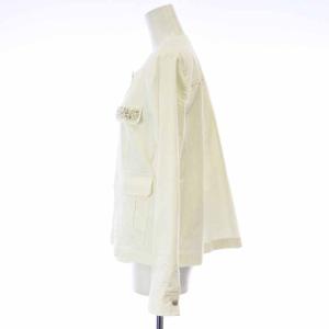 Leilian ノーカラージャケット ジップアップ ビジュー 大きいサイズ 13 XL 白 ホワイト