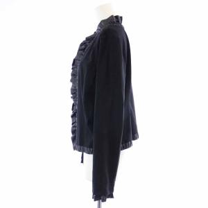 Leilian ノーカラージャケット フリル 大きいサイズ 13 XL 黒 ブラック