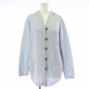 カーディガン ニット 長袖 メッシュ フード 11 L 水色