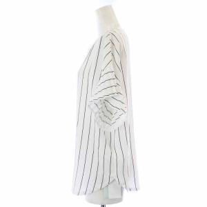 Leilian NEMIKA ブラウス シャツ ボートネック フレンチスリーブ プルオーバー ストライプ 大きいサイズ 13 XL 白 ホワイト