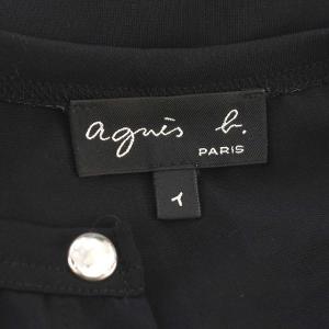 agnes b. プレッション ストレッチ ワンピース ひざ丈 長袖 1 S 黒 ブラック