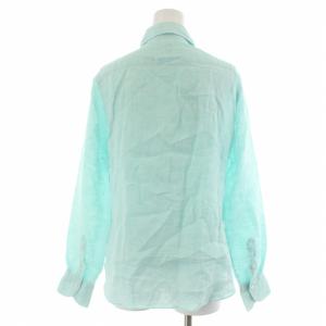 Finamore ブラウス シャツ 麻 リネン100％ 長袖 40 M ライトグリーン