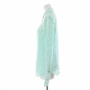 Finamore ブラウス シャツ 麻 リネン100％ 長袖 40 M ライトグリーン