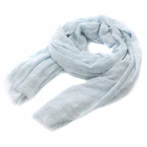 ストール マフラー シルク混 シアー シースルー 水色 ライトブルー