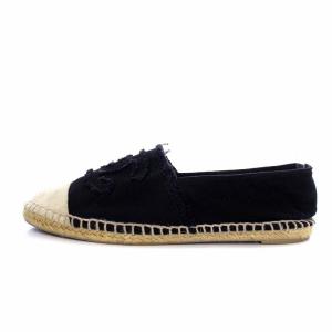 CHANEL スリッポン エスパドリーユ ココマーク キャンバス 36 ブラック