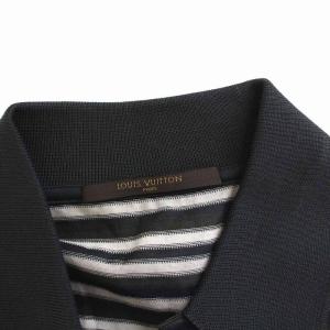 LOUIS VUITTON ポロシャツ 薄手 ボーダー 半袖 コットン S カーキ 緑 紺 白