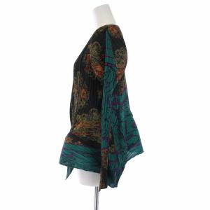 PLEATS PLEASE ISSEY MIYAKE PP53-J0793 プリーツカーディガン 長袖 総柄 Vネック 3 グリーン