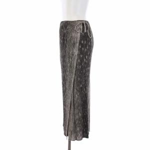 PLEATS PLEASE ISSEY MIYAKE イッセイミヤケ 2003年製 LEOPARD ラップスカート プリーツ ロング 4 グレー