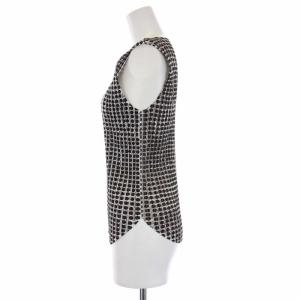 PLEATS PLEASE ISSEY MIYAKE イッセイミヤケ プリーツ ノースリーブカットソー 総柄 4 白 茶  PP12-JK511