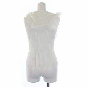 PLEATS PLEASE ISSEY MIYAKE イッセイミヤケ ノースリーブカットソー チュールレース プリーツ 3 白 PP71-JK181